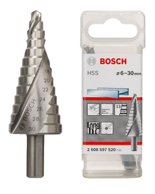 BOSCH Wiertło HSS stopniowe stożkowe 6-30 mm 13 warstw