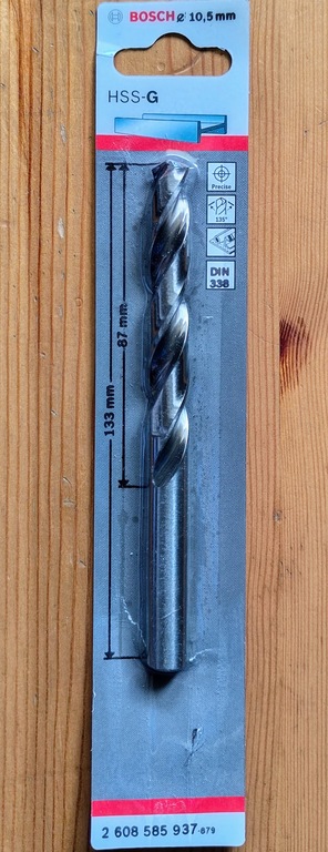 BOSCH wiertło do metalu HSS-G 10,5 mm 133/87 din338 (2)