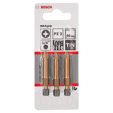 BOSCH Bit tytanowy PZ2 MAXgrip Tin 3 szt. 49 mm