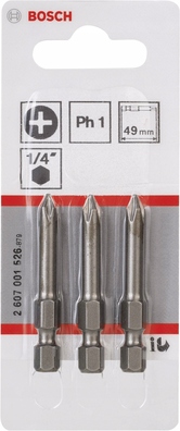 BOSCH Bit końcówki PH1 Philips 3 szt. 49 mm