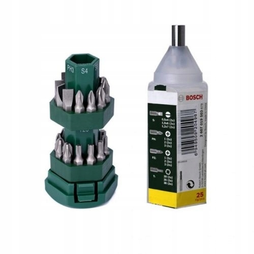 BOSCH zestaw bitów 25 sztuk S, PZ, PH, T uchwyt bitów