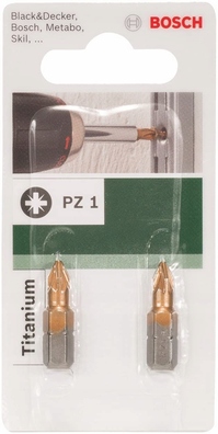 BOSCH bity końcówki wkręcające PZ1 2 szt Titanium