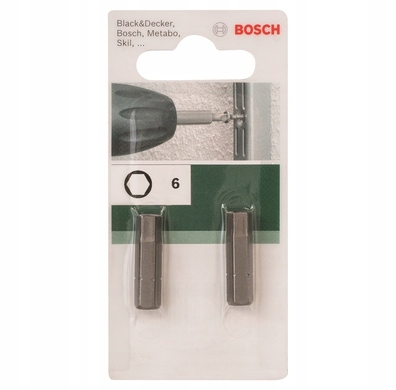 BOSCH bity końcówki wkręcające HEX 6, 2 szt 