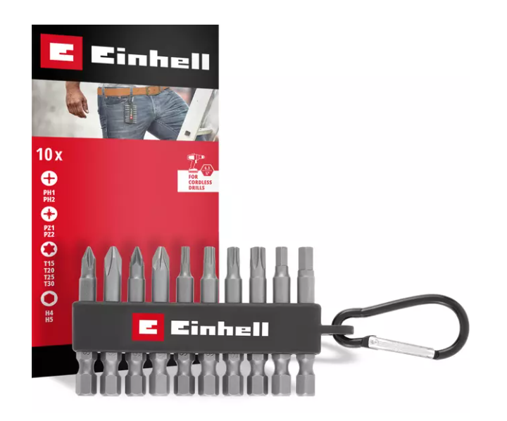 Einhell zestaw bitów PH, PZ T, H, 50 mm 10 sztuk