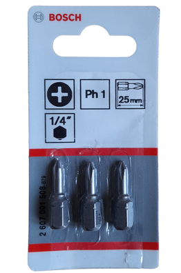 BOSCH Bit bity końcówki PH1 Philips 3 szt.